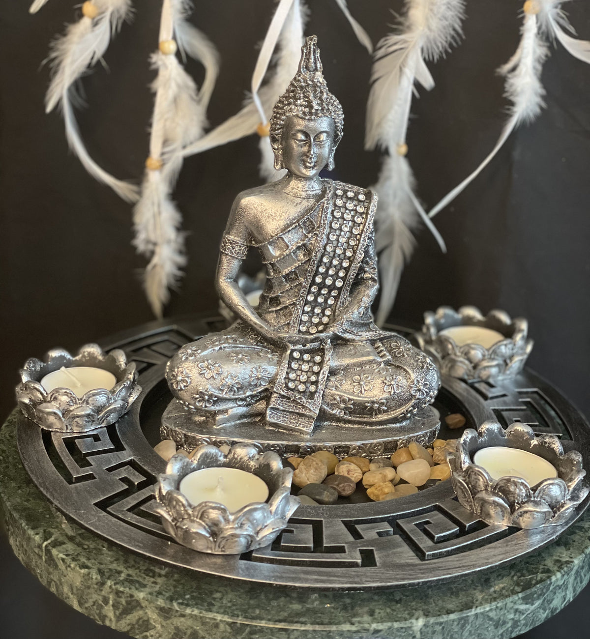 Buddha figur med fyrfadlys 20 cm 2