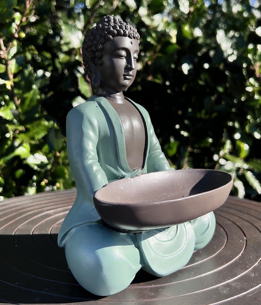 Buddha grøn m. fad 2