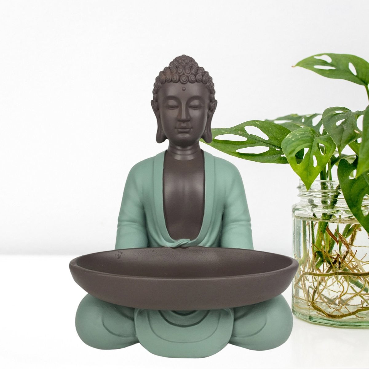 Buddha grøn m. fad 5