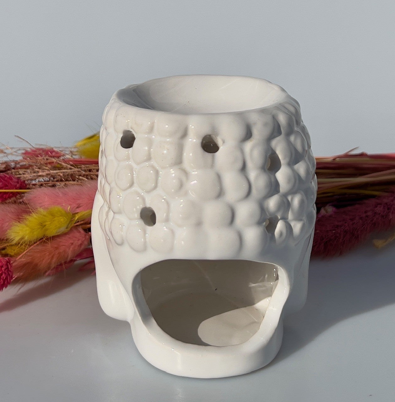 Buddha Hoved aromalampe - Hvid 5