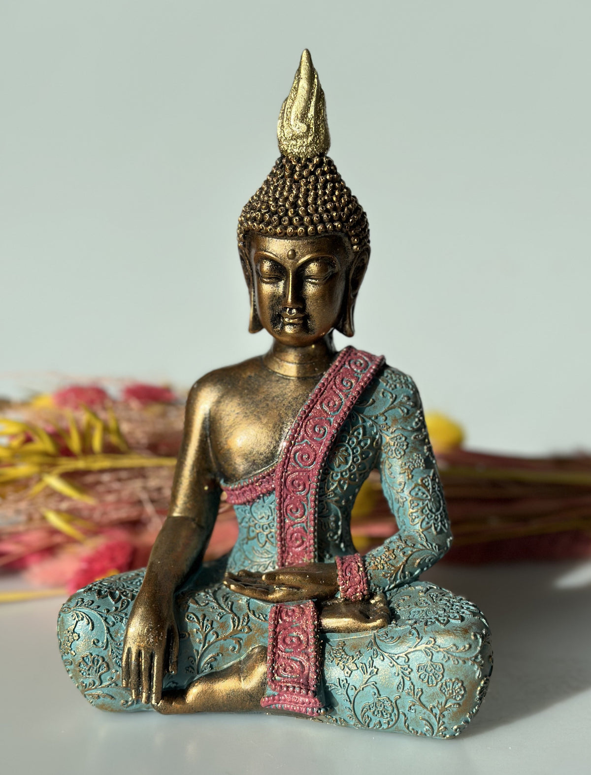 Buddha i turkis & Gold 21 cm 1