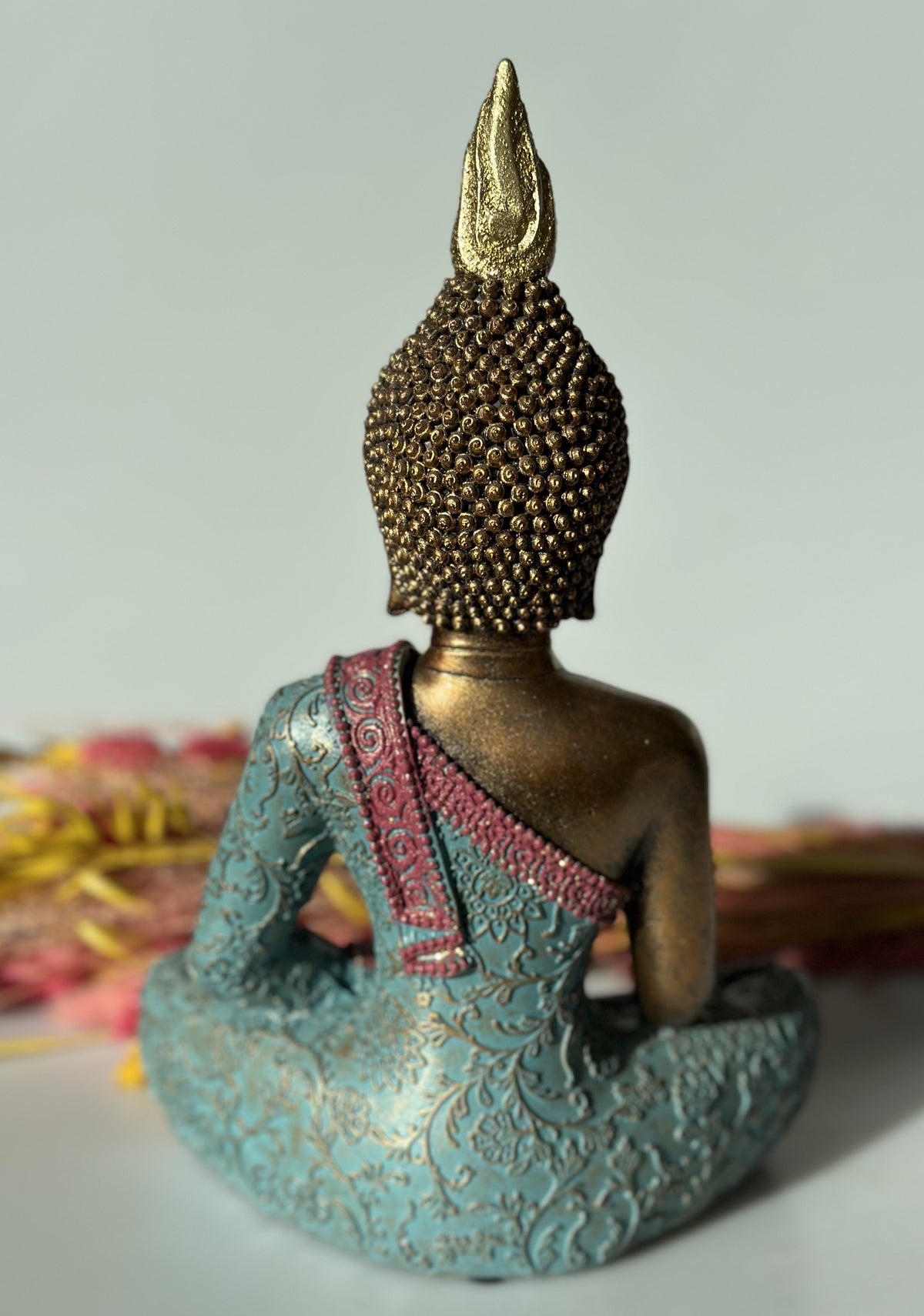 Buddha i turkis & Gold 26 cm 2