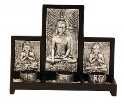 Buddha lysholder sæt - Sølv