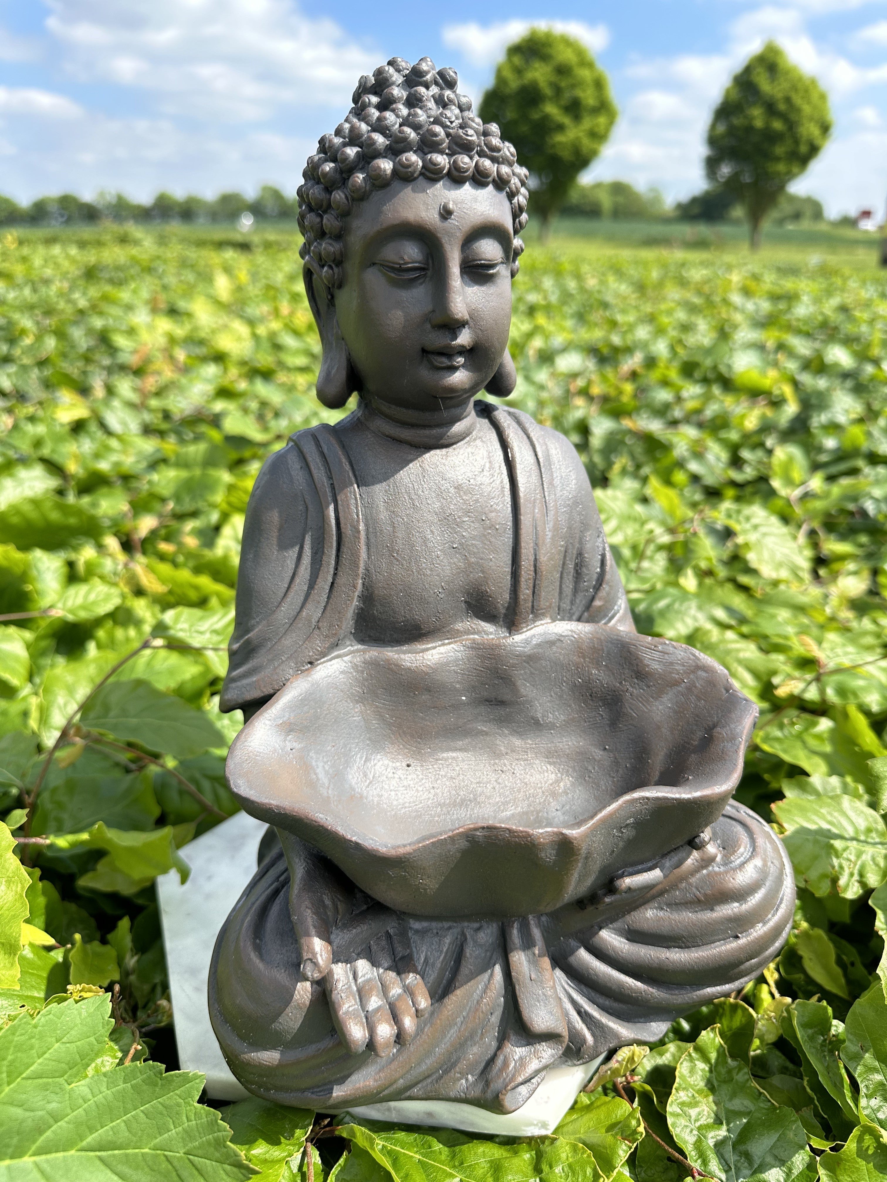 Buddha med fad brun 1