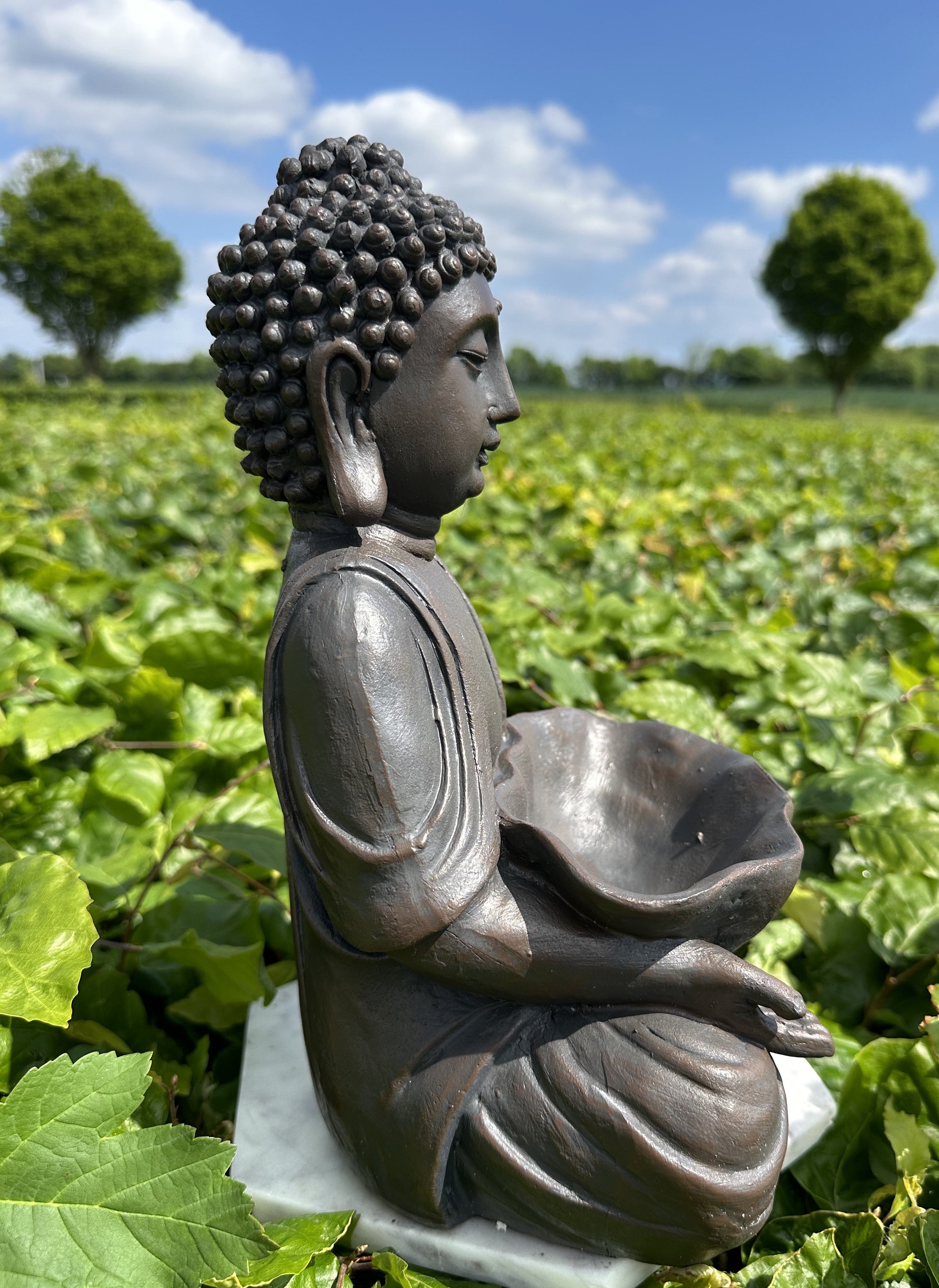Buddha med fad brun 2