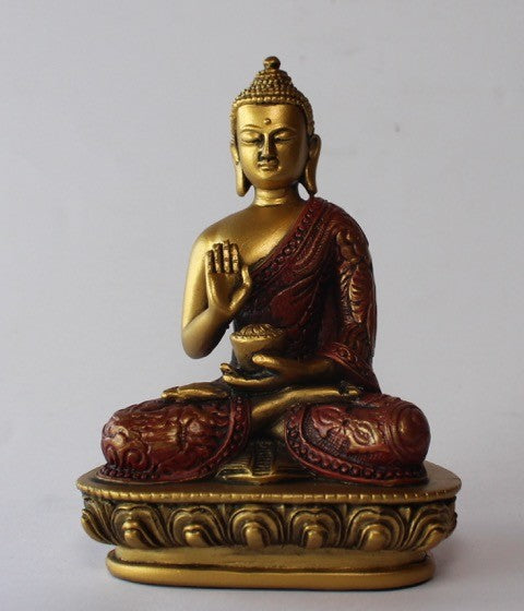 Buddha rød/gylden No fear Mudra 3
