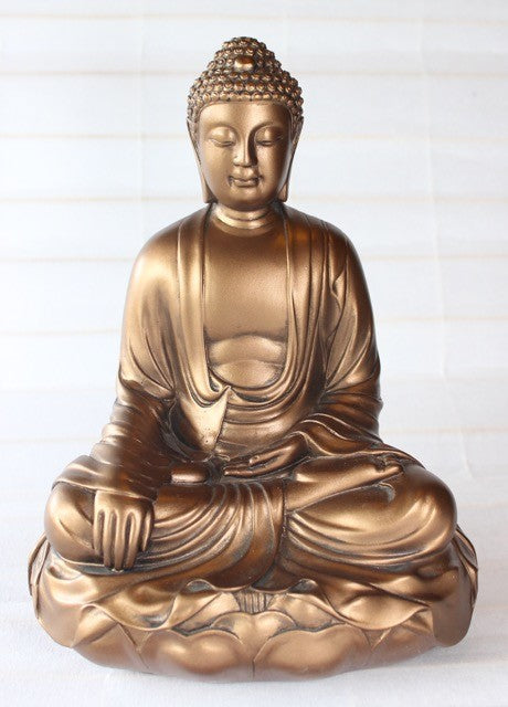 Sidende buddha statue 29 cm Guld
