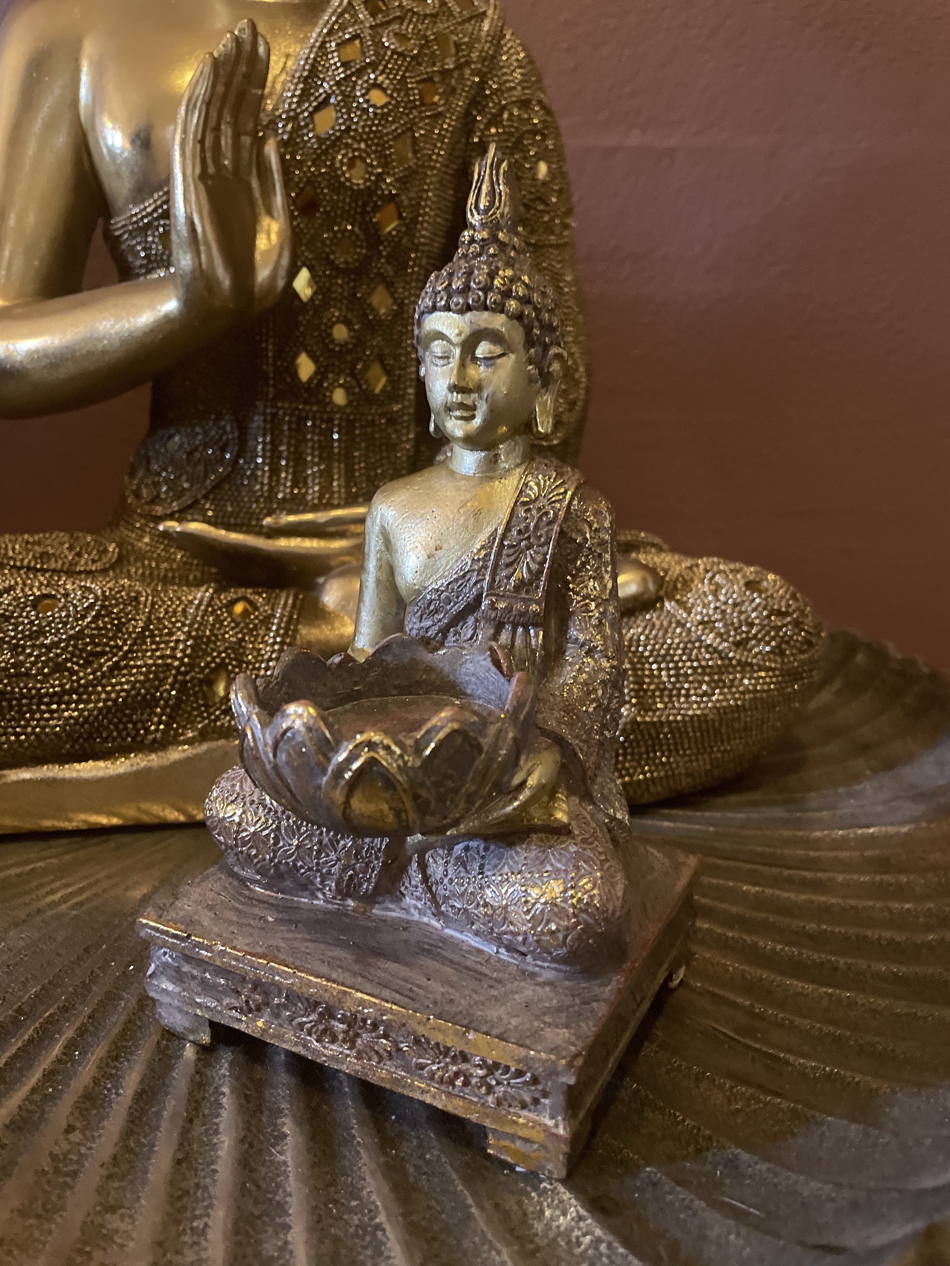 Buddha til fyrfadslys - Gold glitter 1