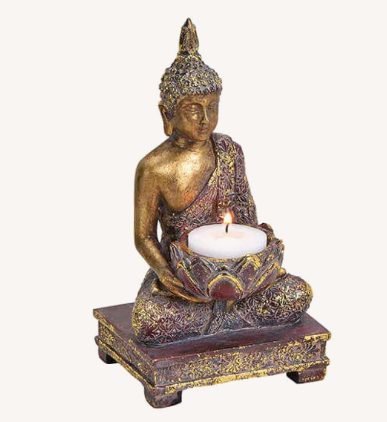 Buddha til fyrfadslys - Gold glitter 2
