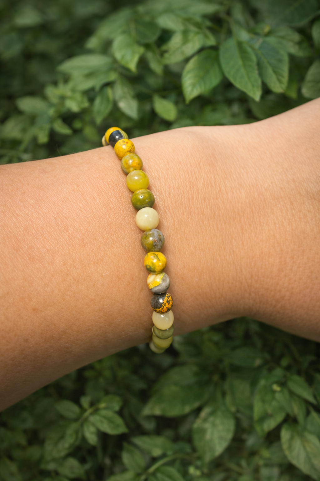 Bumblebee jaspis armbånd 4mm
