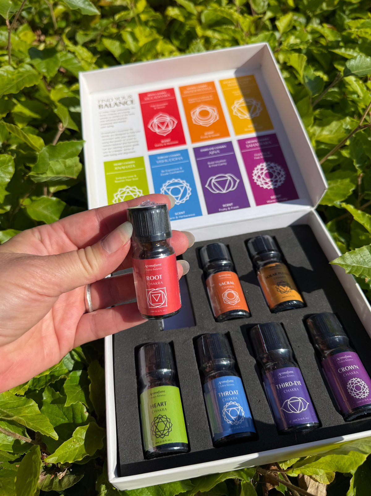 Chakra æterisk olieblandingssæt med 7 Aromaflasker