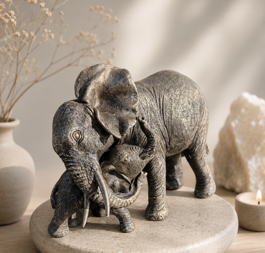 Mor elefant og unge