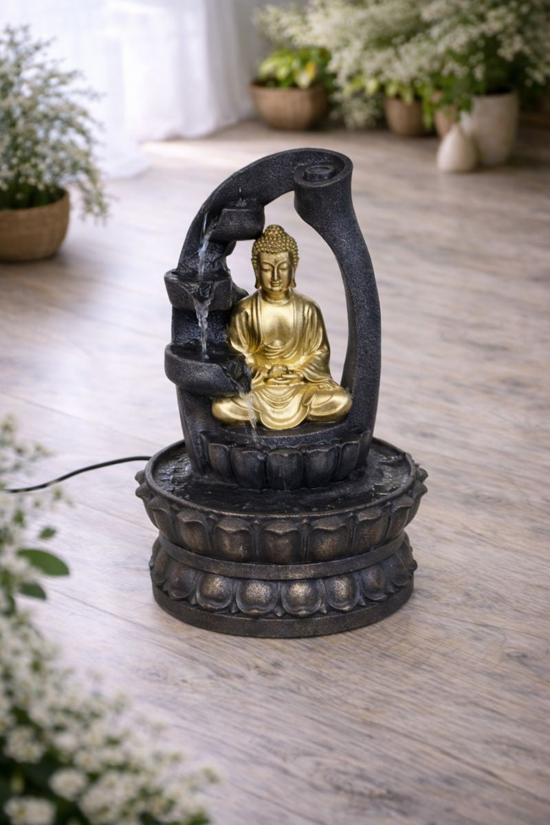 Fontæne m. blade og Buddha 1