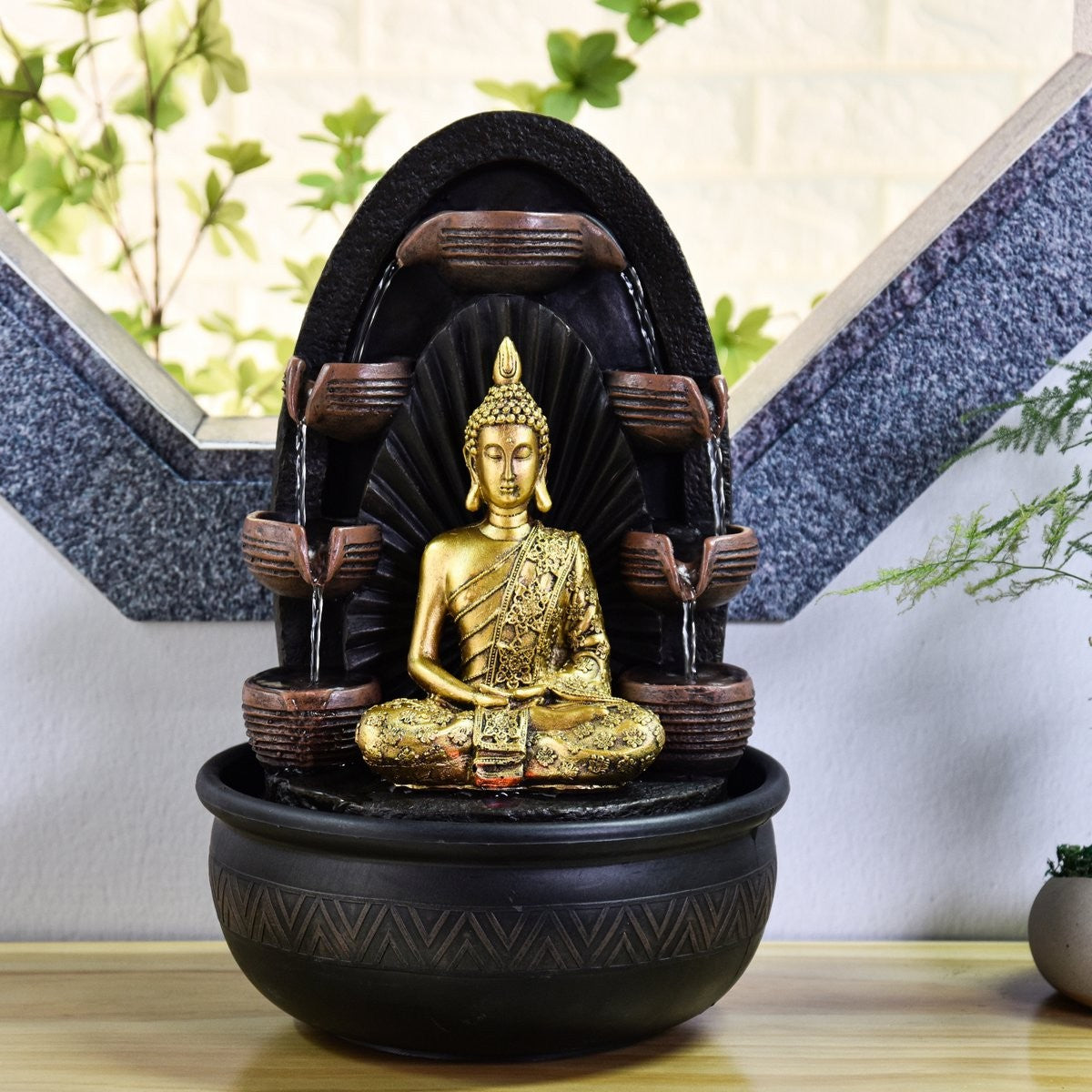 Fontæne med chakra, lys og aftagelig buddha-statue 2