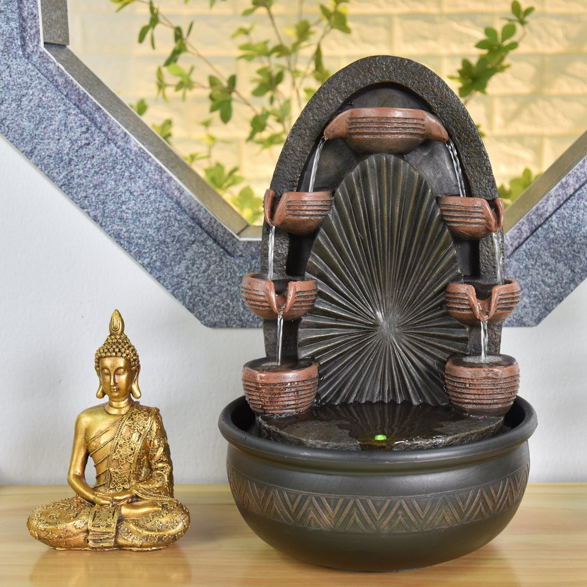 Fontæne med chakra, lys og aftagelig buddha-statue 3