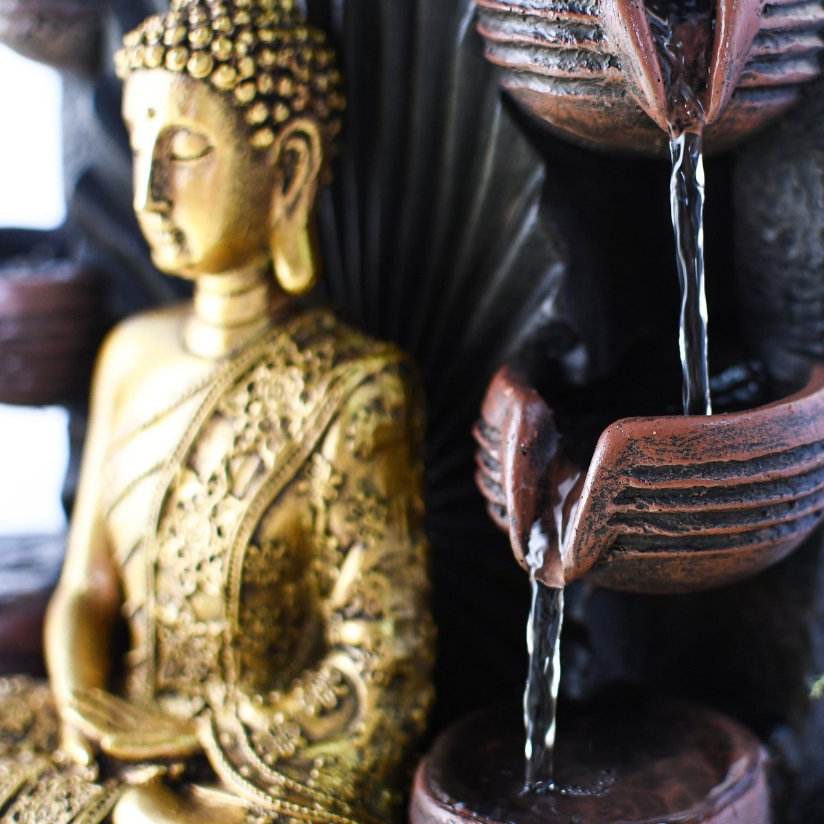 Fontæne med chakra, lys og aftagelig buddha-statue 5