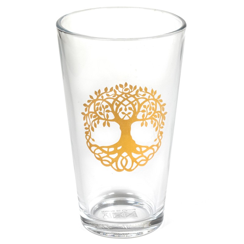 Glas med livets træ i guld
