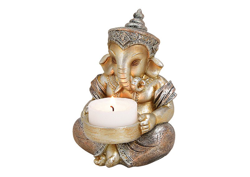 Glimmer Ganesha lille med lys 11cm