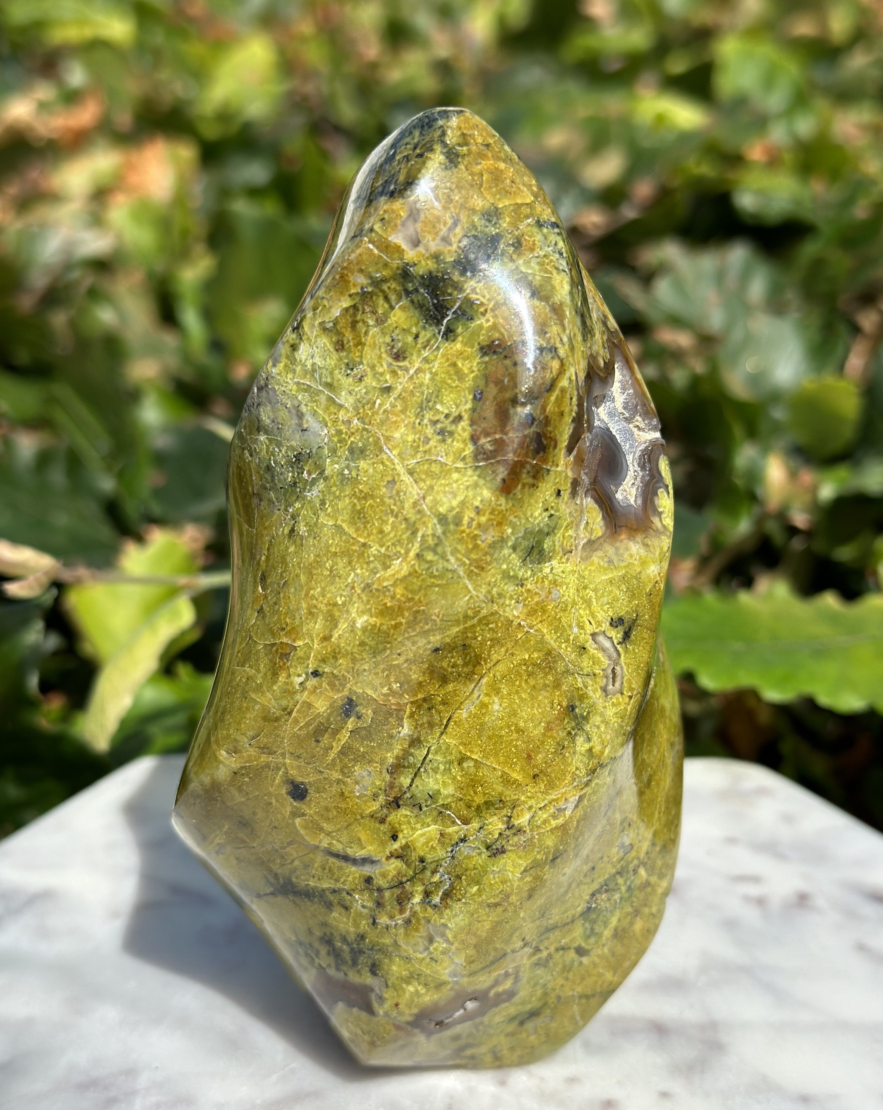 Grøn opal flamme 12 cm 4