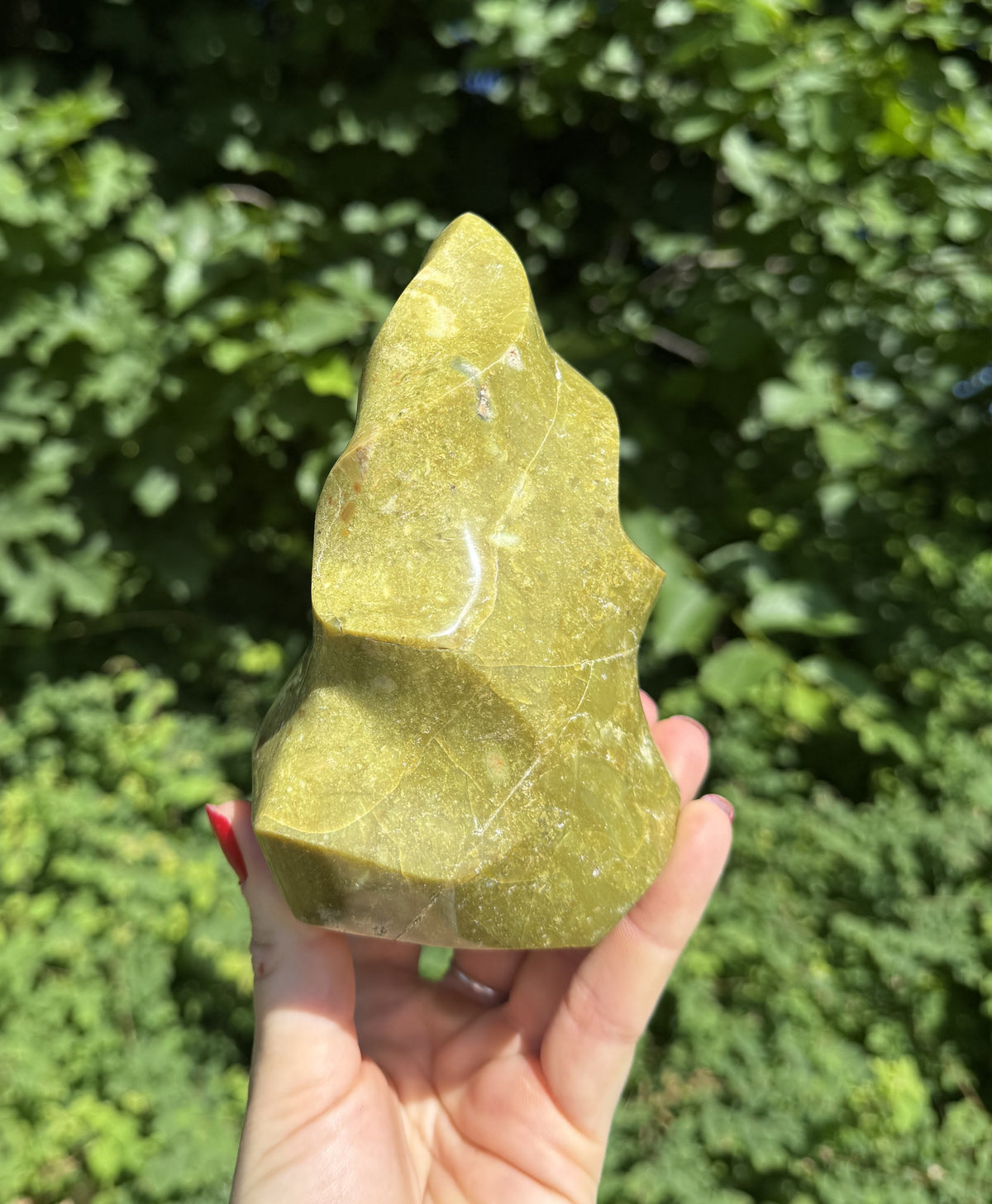 Grøn opal flamme 15 cm 3