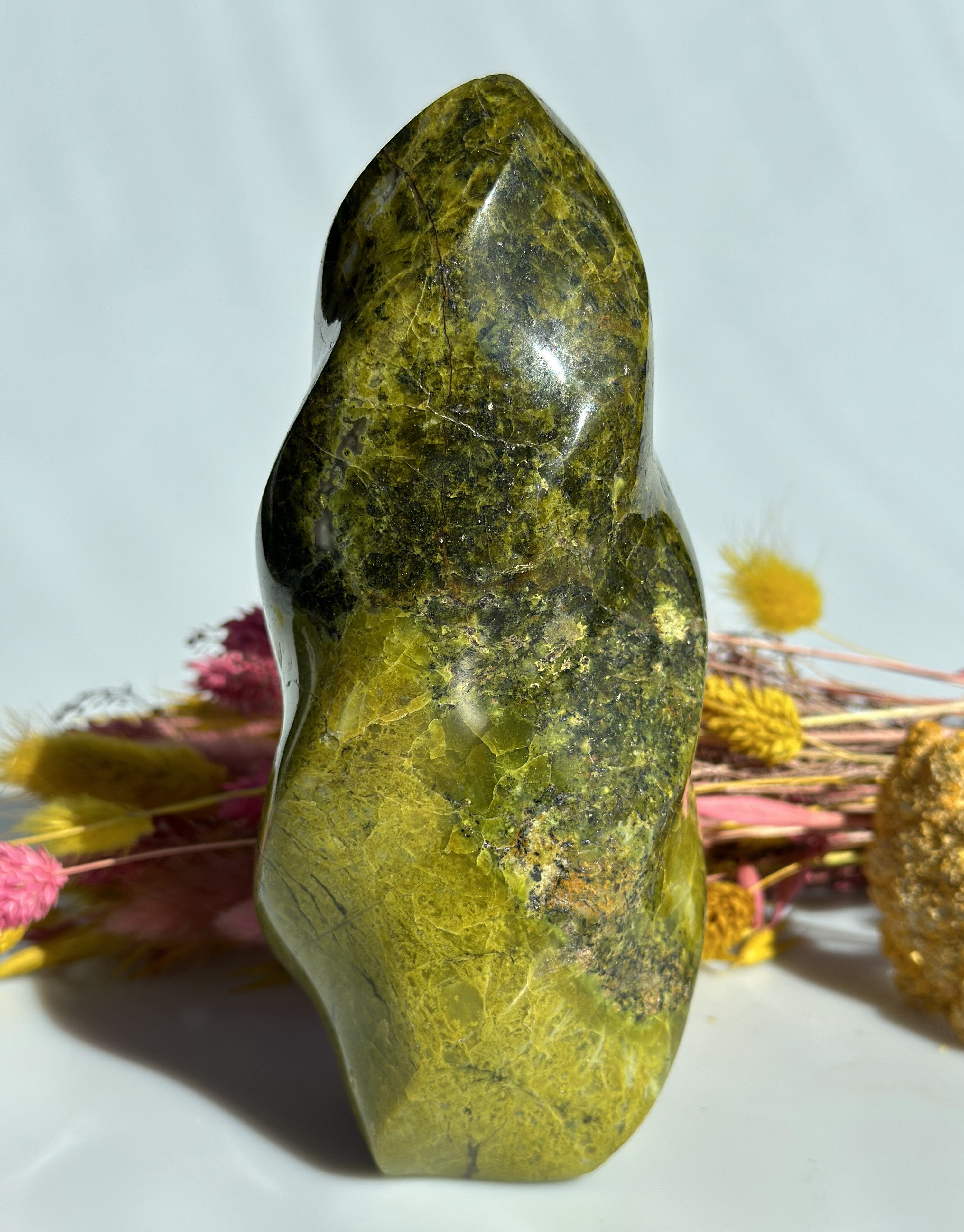 Grøn opal flamme 17 cm 2