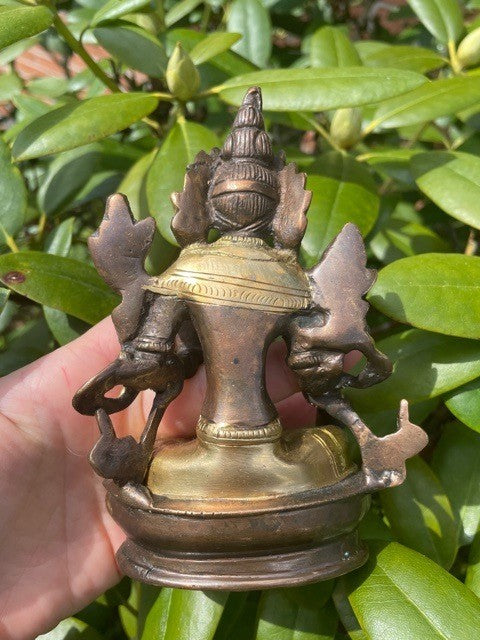 Grøn Tara figur messing 13cm 3