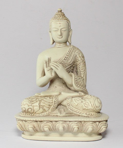 Hvid Buddha Turning the Wheel of the Dharma. 3