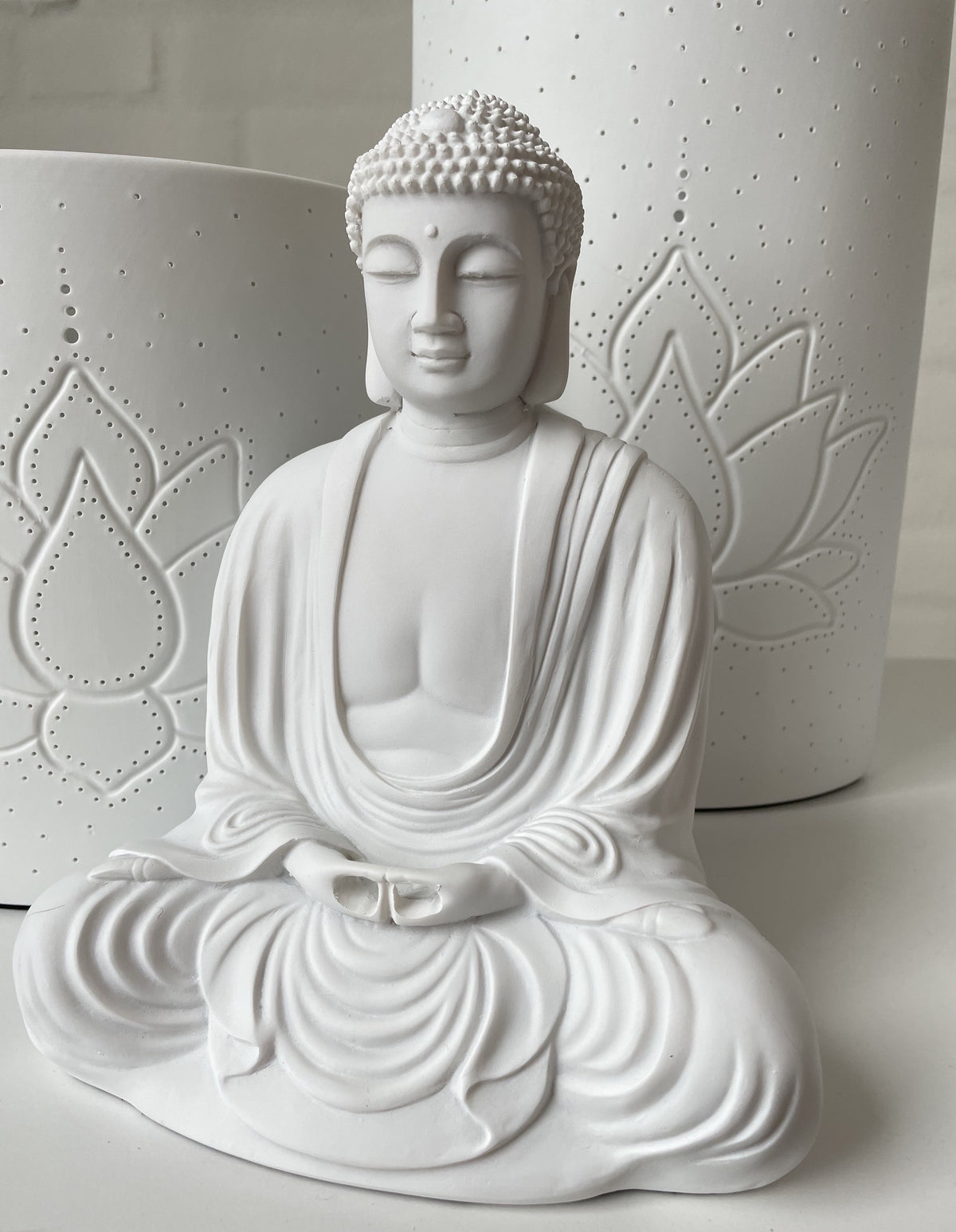 Hvid japansk Buddha - 21 cm 1