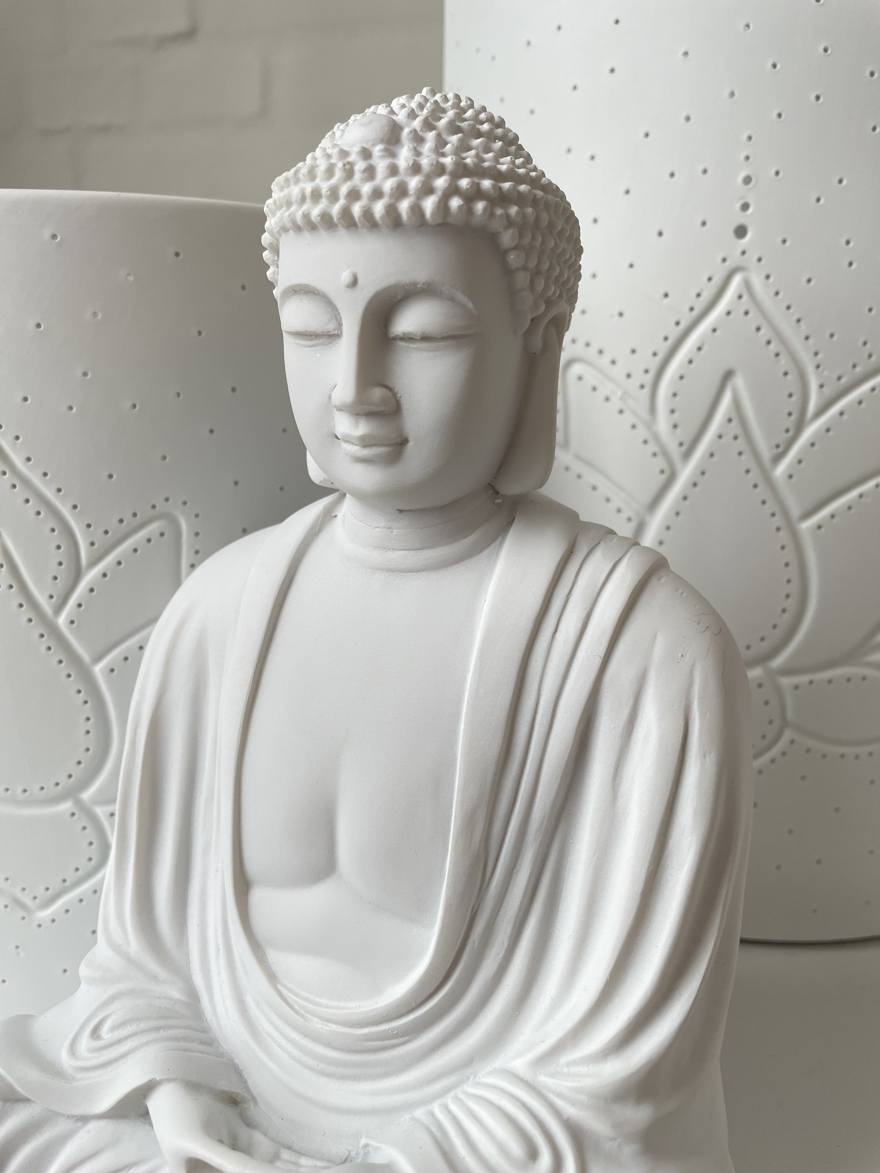 Hvid japansk Buddha - 21 cm 4