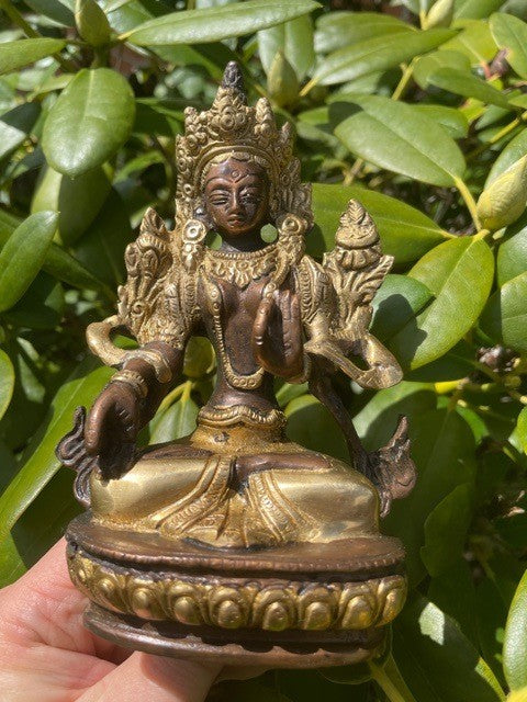 Hvid Tara figur i messing 13cm 1