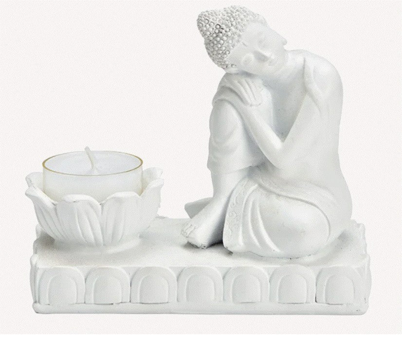 Hvilende Buddha med skål ved siden af