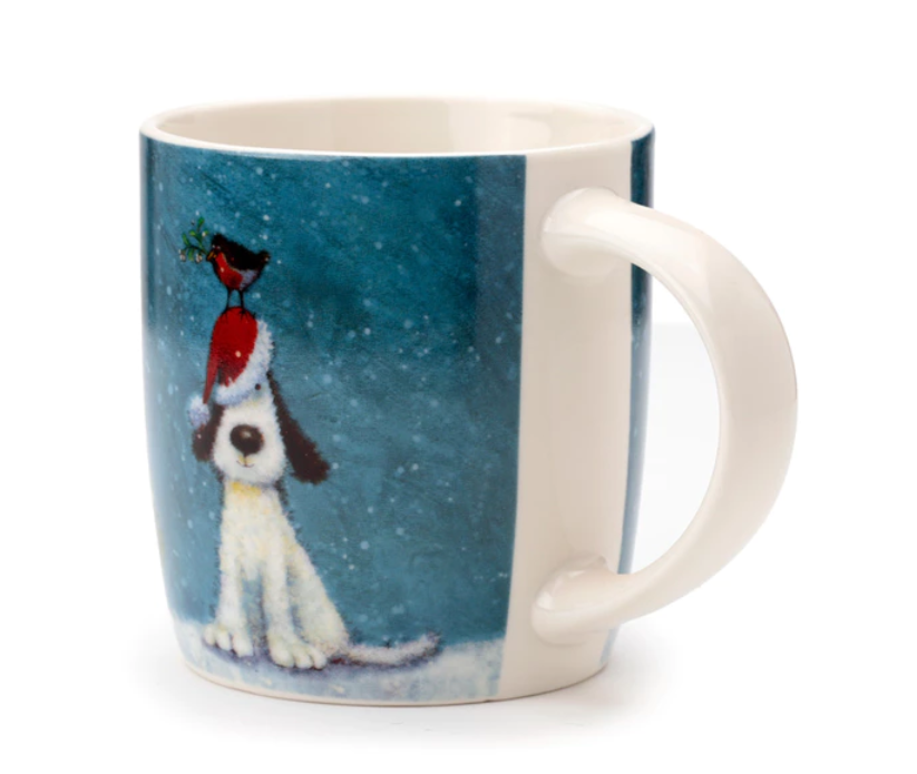 Juleporcelænskrus m. fugl og hund 2