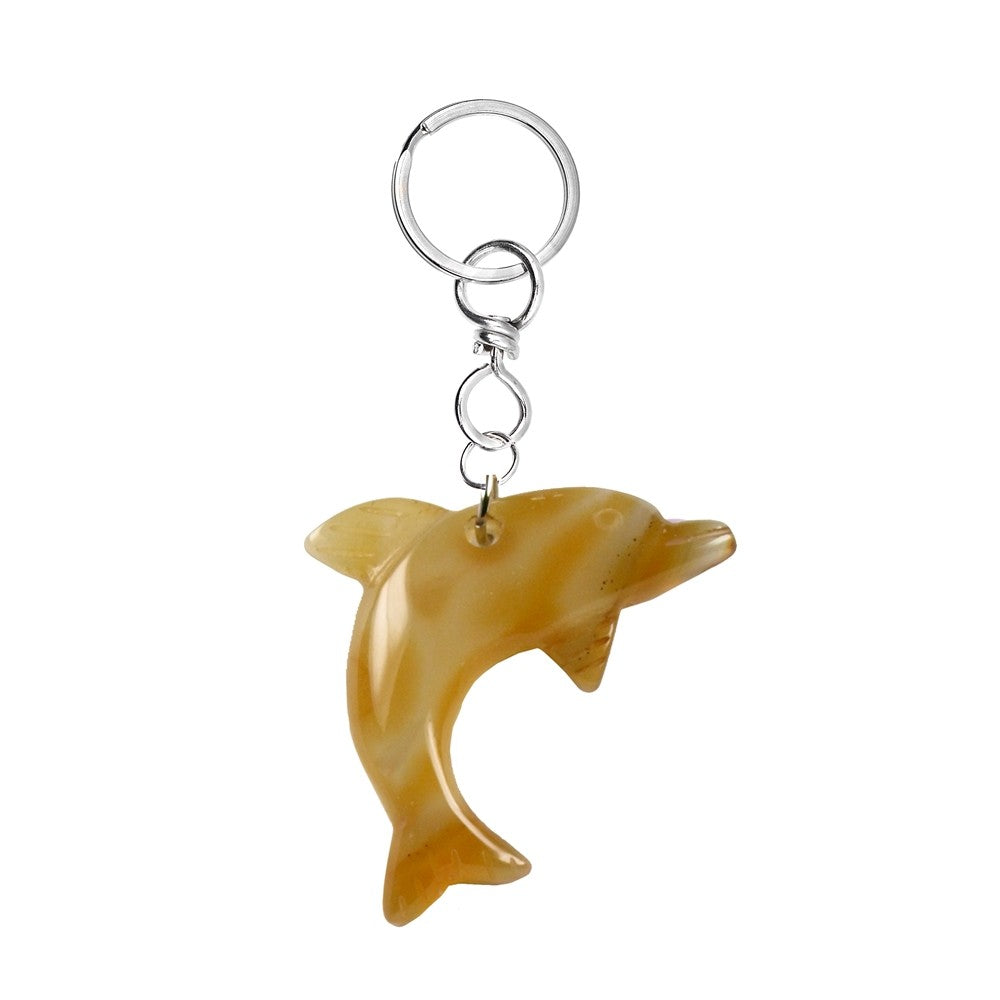 Karneol delfin nøglering
