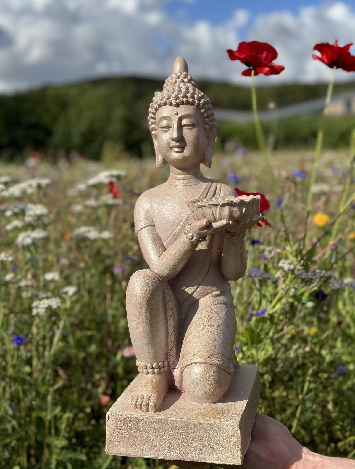 Knælende Buddha til lys 43cm 2