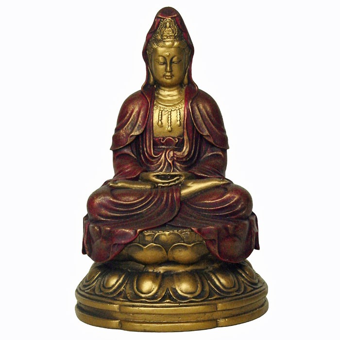 Kuan-Yin guld/rød
