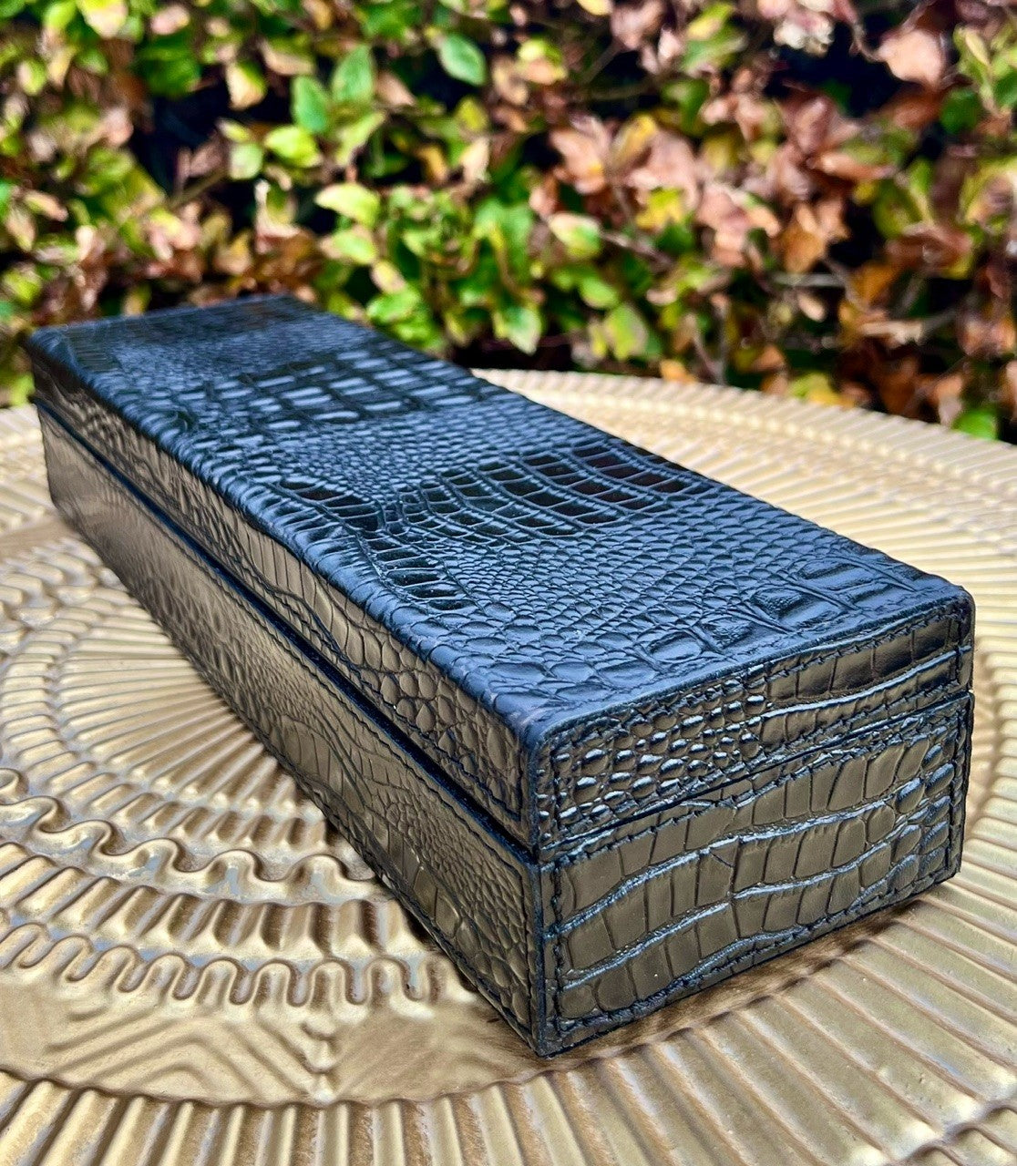Læder ur box - sort 3