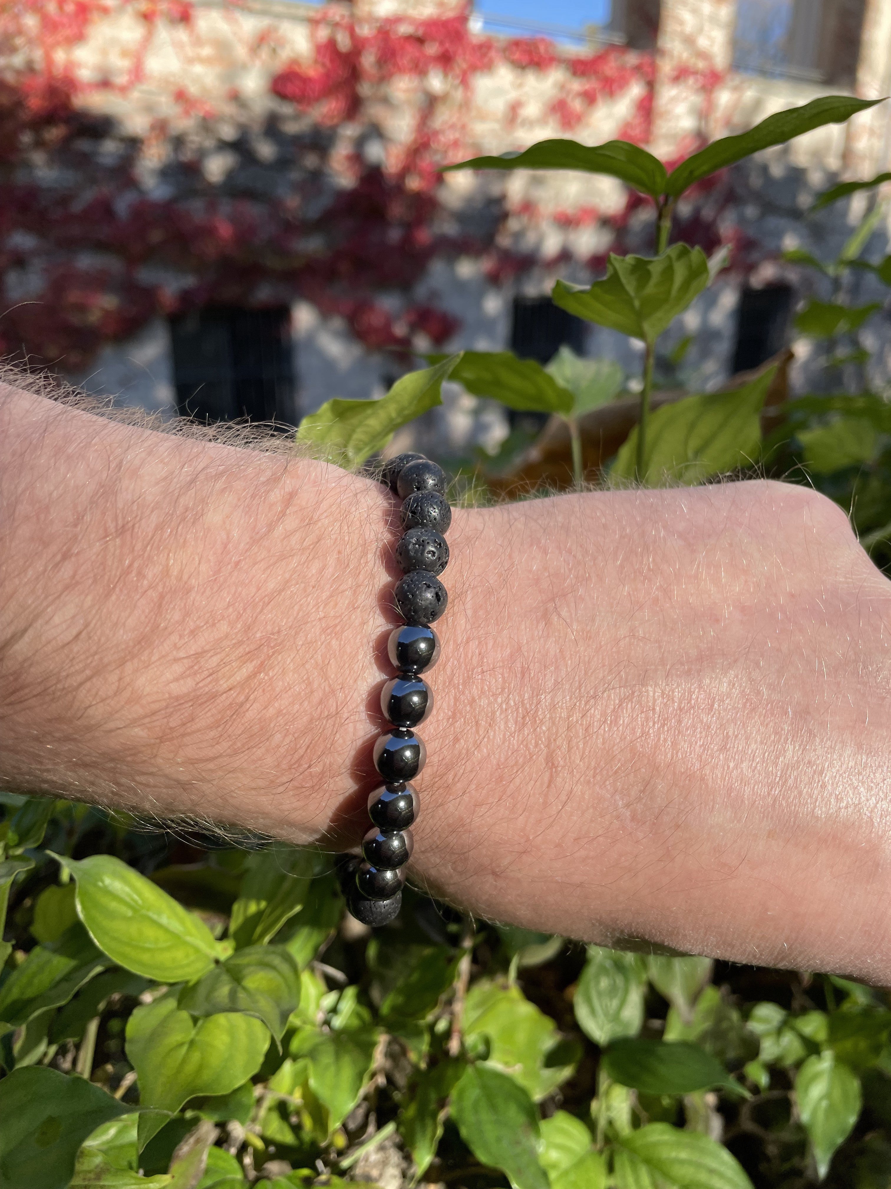Lava - Hæmatit herre armbånd 8 mm 1