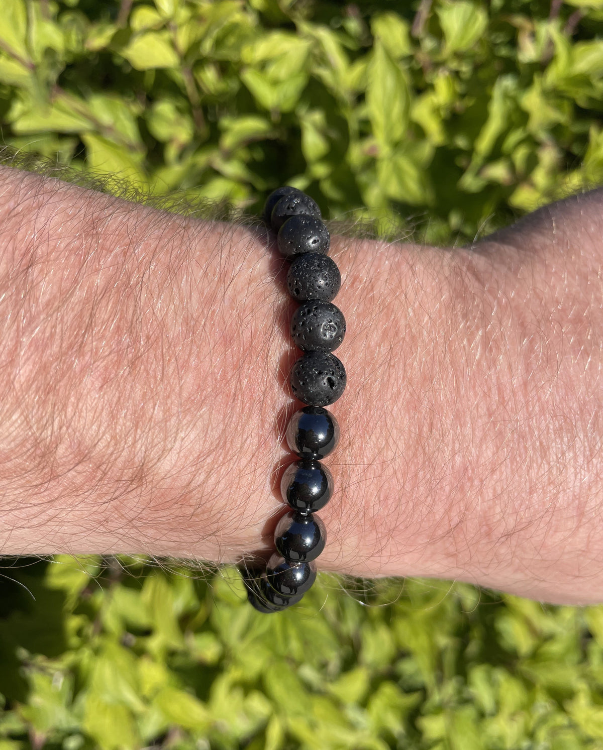 Lava - Hæmatit herre armbånd 8 mm 2