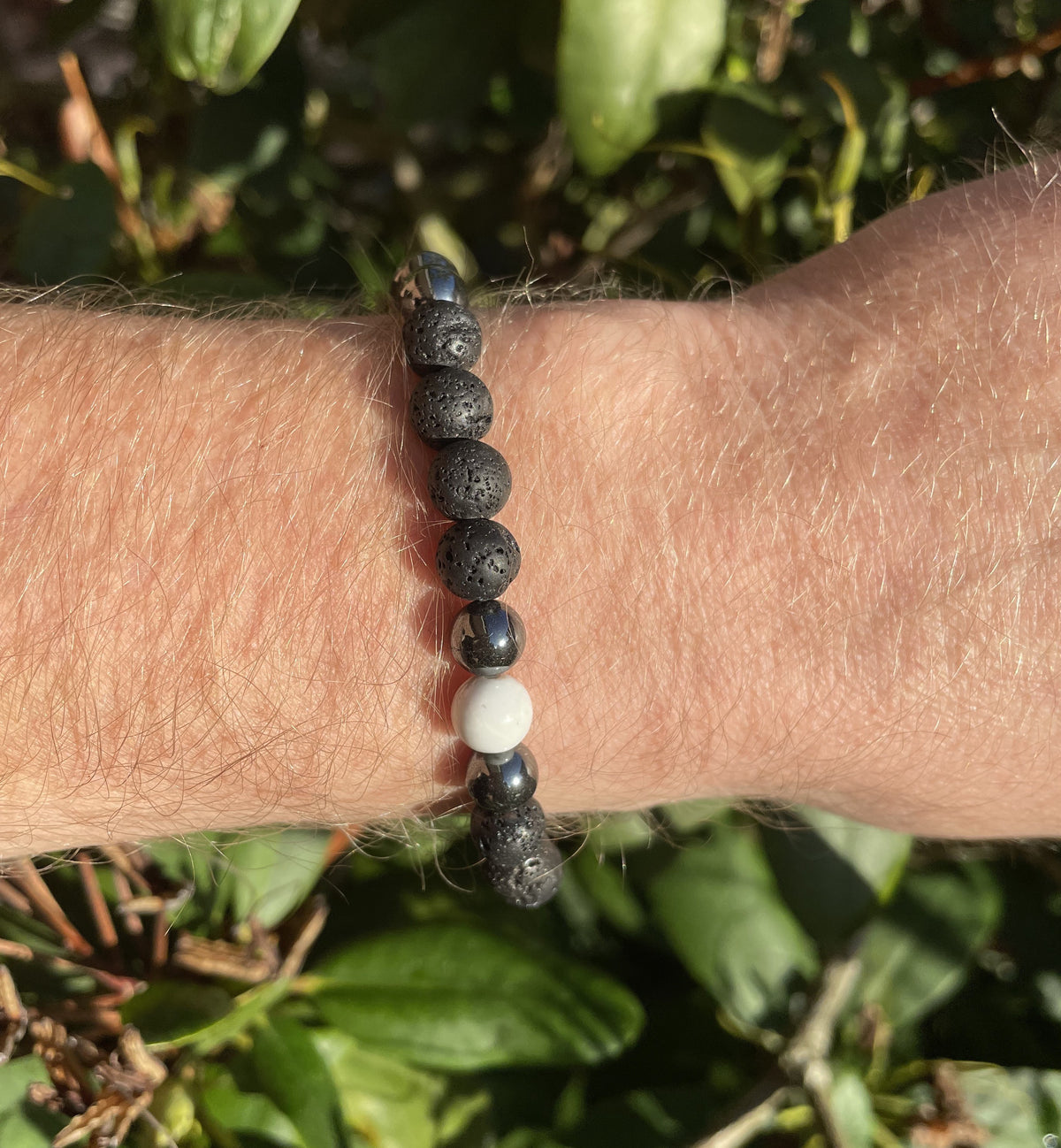 Lava - howlit - hæmatit herre armbånd 8 mm 2