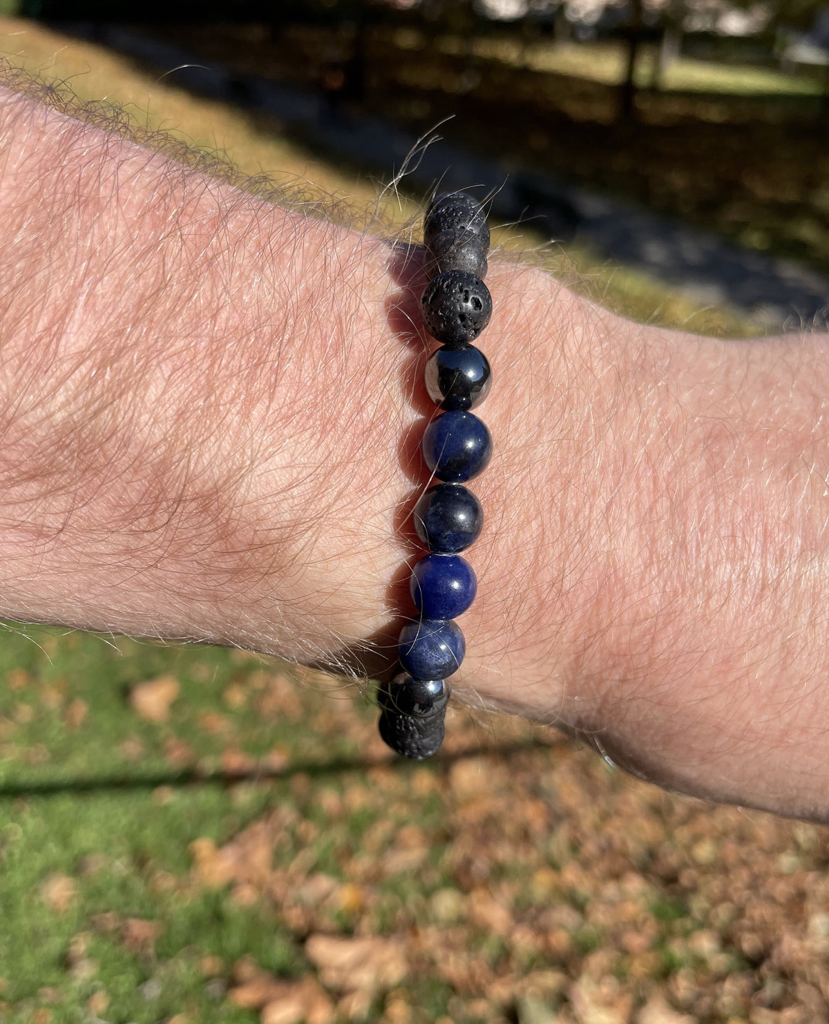 Lava - Sodalit - Hæmatit herre armbånd 8 mm 1