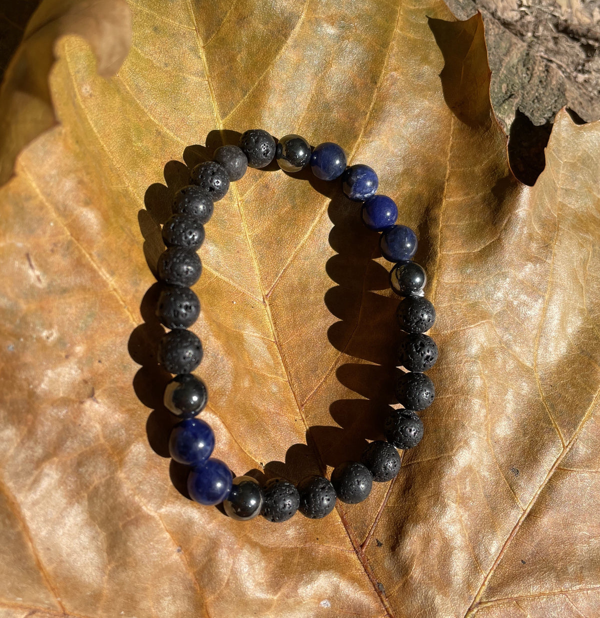 Lava - Sodalit - Hæmatit herre armbånd 8 mm 3