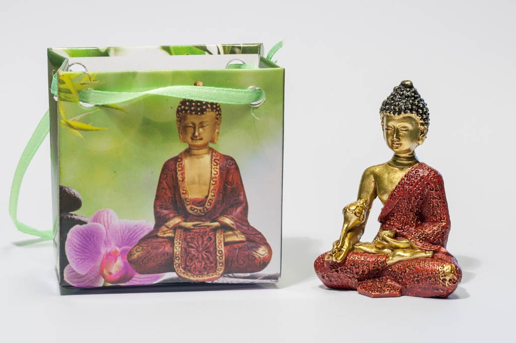 Lille Buddha figur i flot gavepose - variant D