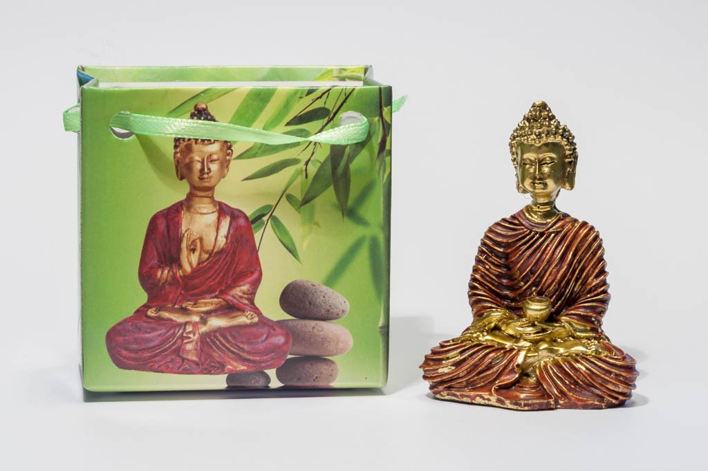 Lille Buddha figur i flot gavepose - variant J