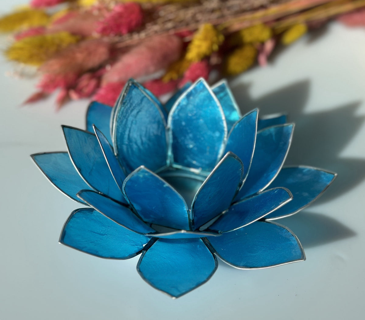Lotus lysestage Blå / Sølv 13,5 cm 1
