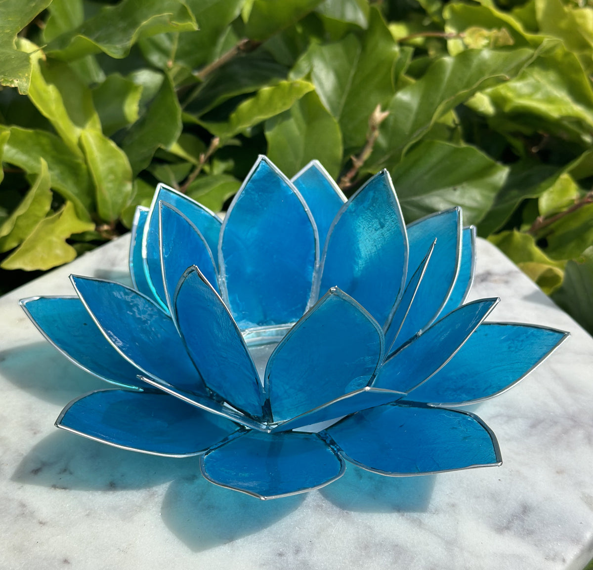 Lotus lysestage Blå / Sølv 13,5 cm 2