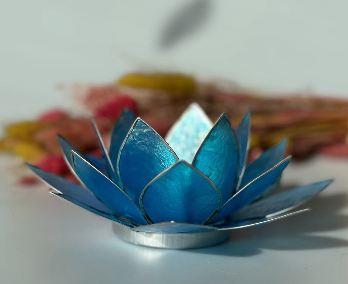 Lotus lysestage Blå / Sølv 13,5 cm 5