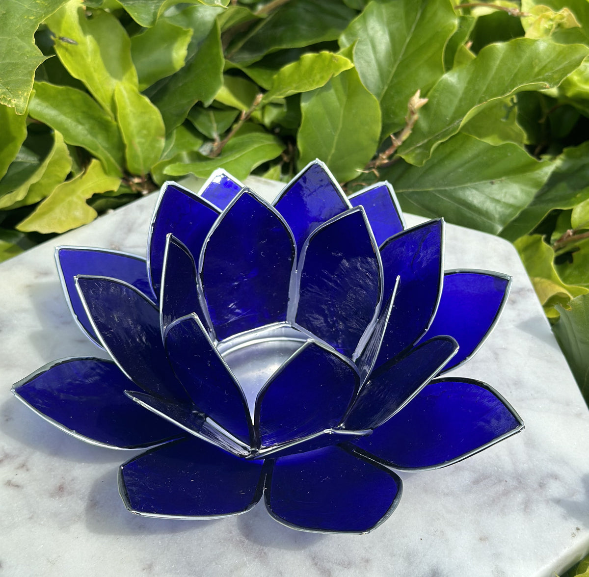 Lotus lysestage Indigo / Sølv 13,5 cm 2