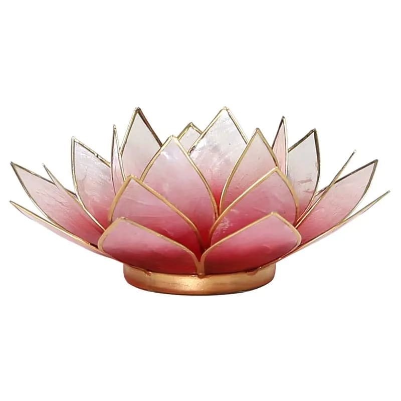 Lotus Lysestage - pink/rosa med guld 13,5 cm 1