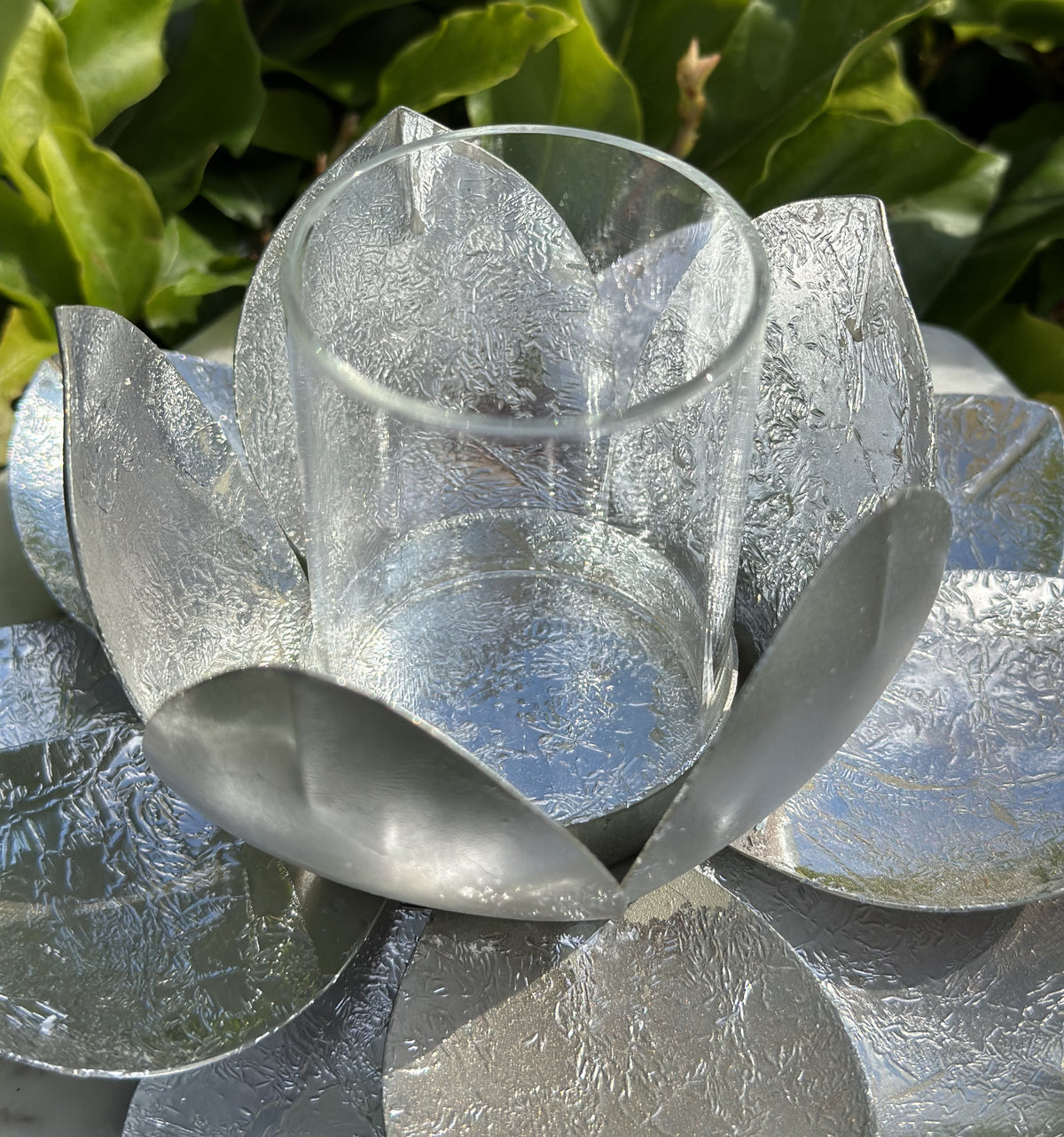 Lotus sølv metal og glas 3