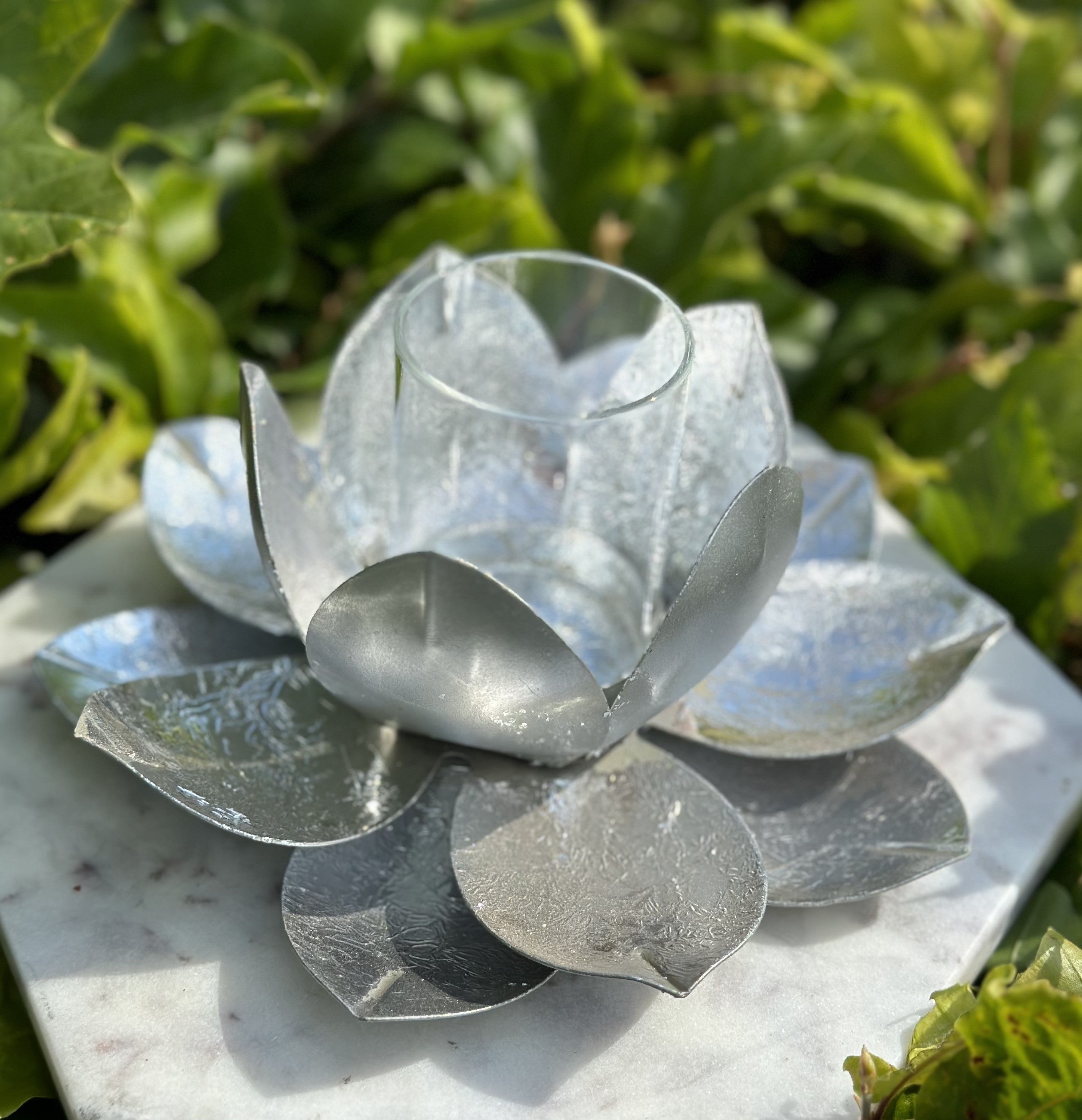 Lotus sølv metal og glas 4